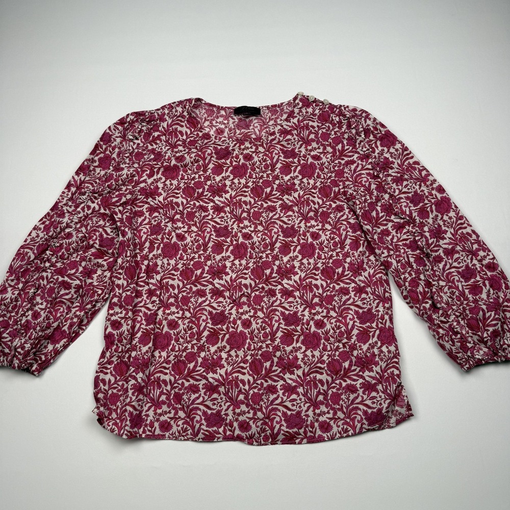J Crew Blouse Womens Small Pink Liberty Fabric Floral Long Sleeve Cotton Top
